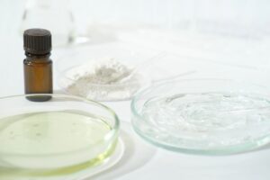 Chemical ingredient bottles and lab testing setup