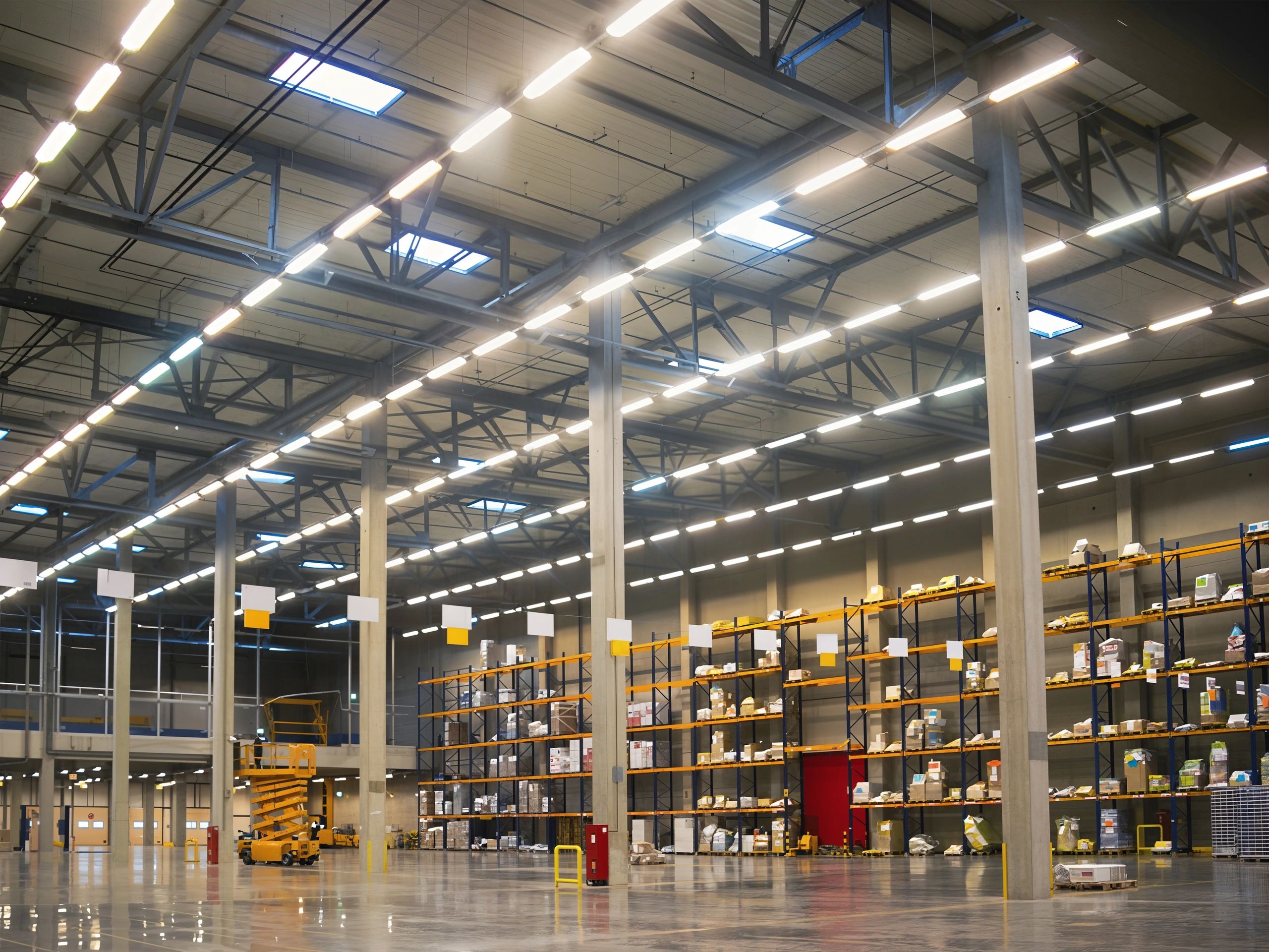 Modern warehouse interior with product storage racks