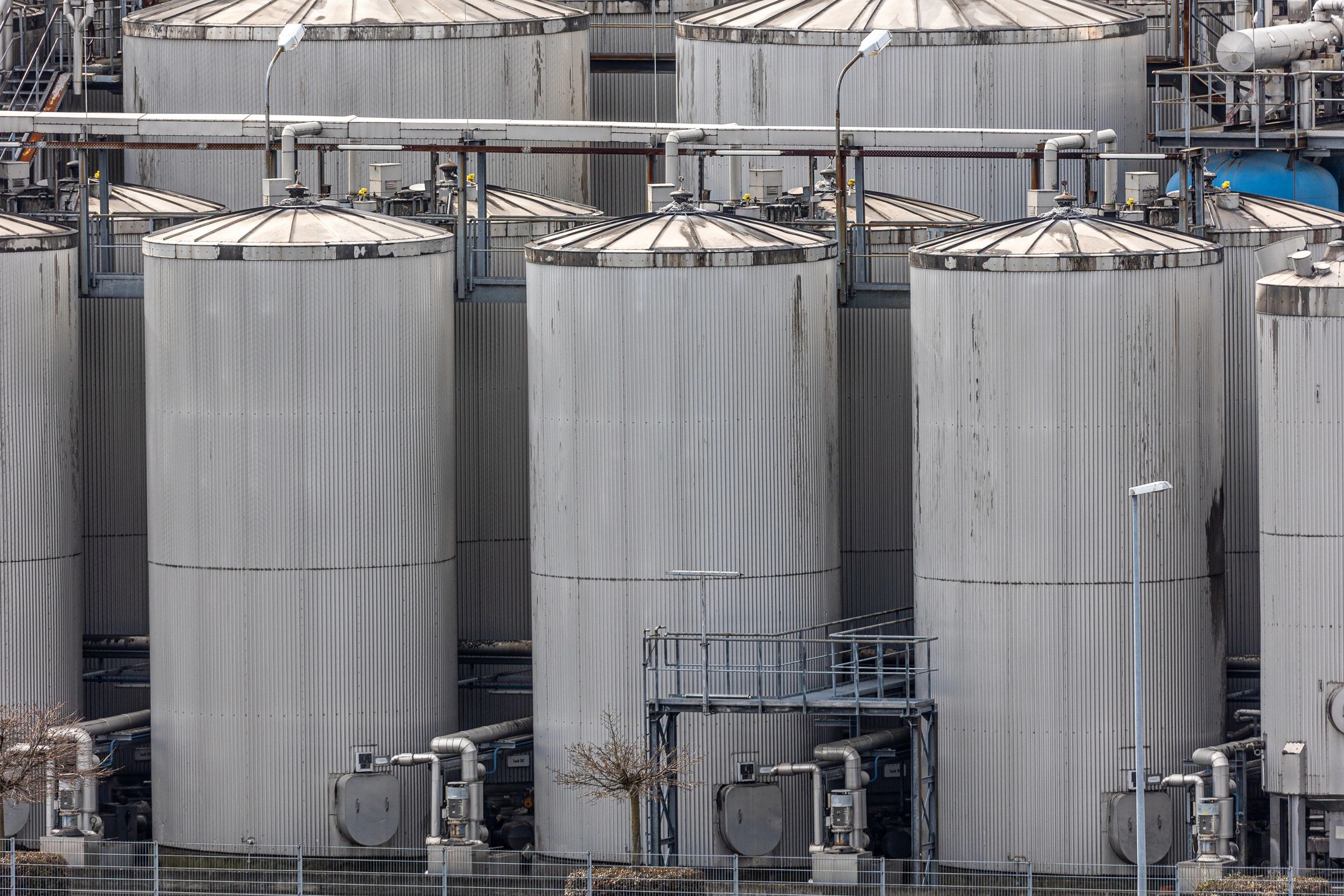 Chemical plant storage tanks and processing infrastructure